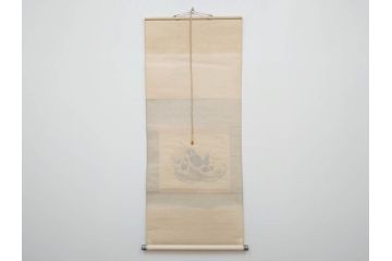 小林五浪　「茄子」　掛軸(掛け軸、なす、野菜、バッタ、飛蝗、昆虫、日本画、共箱付き)(R-079464)
