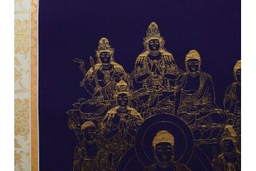 暁山人作　本金当麻つづれ十三佛像図　掛軸(掛け軸、仏画、仏具、京表具 横山清和堂、表装の栞つき、共箱付き)(R-079466)