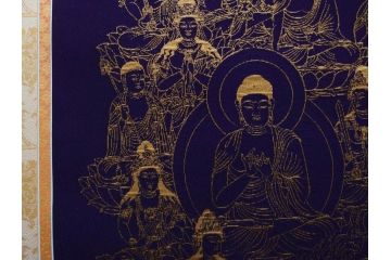 暁山人作　本金当麻つづれ十三佛像図　掛軸(掛け軸、仏画、仏具、京表具 横山清和堂、表装の栞つき、共箱付き)(R-079466)