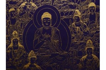 暁山人作　本金当麻つづれ十三佛像図　掛軸(掛け軸、仏画、仏具、京表具 横山清和堂、表装の栞つき、共箱付き)(R-079466)