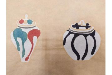 真作　人間国宝　芹沢銈介　型絵染　様々な匠の創造性に触れられる版画7枚セット(絵画、うちわ絵、益子土瓶図、風景画、野菜、山、植物、諸国民芸、株式会社たくみ、記念品、落款印、ケース付き)(R-079476)