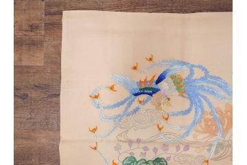大正〜昭和初期　正絹　色々な用途に応じられる掛袱紗4セット(古布、リメイク、金糸、刺繍、花、菊、和柄、扇、松、ツル、カメ、亀、桐、鳳凰、古裂、服紗、フクサ、ふくさ、帛紗、房付き)(R-079479)