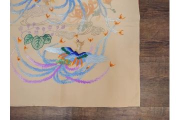 大正〜昭和初期　正絹　色々な用途に応じられる掛袱紗4セット(古布、リメイク、金糸、刺繍、花、菊、和柄、扇、松、ツル、カメ、亀、桐、鳳凰、古裂、服紗、フクサ、ふくさ、帛紗、房付き)(R-079479)