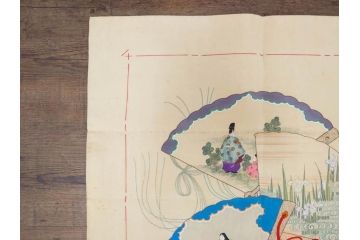 大正〜昭和初期　正絹　色々な用途に応じられる掛袱紗4セット(古布、リメイク、金糸、刺繍、花、菊、和柄、扇、松、ツル、カメ、亀、桐、鳳凰、古裂、服紗、フクサ、ふくさ、帛紗、房付き)(R-079479)