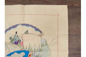 大正〜昭和初期　正絹　色々な用途に応じられる掛袱紗4セット(古布、リメイク、金糸、刺繍、花、菊、和柄、扇、松、ツル、カメ、亀、桐、鳳凰、古裂、服紗、フクサ、ふくさ、帛紗、房付き)(R-079479)