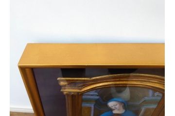 真作　アンティーク　19世紀中頃　フランス　LIMOGES(リモージュ)　「エマイユ 母子文額」　心が癒されるボナー画(陶画、七宝、P.BONNAUD、聖母、親子、キリスト教美術、黄袋付き、外箱付き)(R-079481)