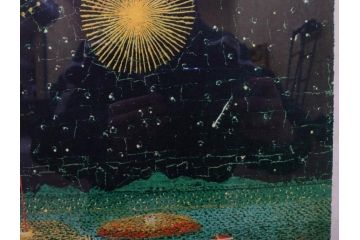 真作　山下清　「長岡の花火」　32/300　緻密なデザインが目を引くリトグラフ(版画、落款印、風景画、壁掛け、額装、外箱付き)(R-079482)　