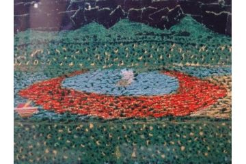 真作　山下清　「長岡の花火」　32/300　緻密なデザインが目を引くリトグラフ(版画、落款印、風景画、壁掛け、額装、外箱付き)(R-079482)　