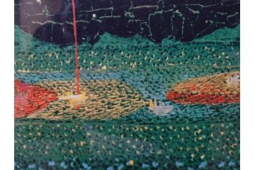 真作　山下清　「長岡の花火」　32/300　緻密なデザインが目を引くリトグラフ(版画、落款印、風景画、壁掛け、額装、外箱付き)(R-079482)　