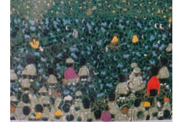 真作　山下清　「長岡の花火」　32/300　緻密なデザインが目を引くリトグラフ(版画、落款印、風景画、壁掛け、額装、外箱付き)(R-079482)　