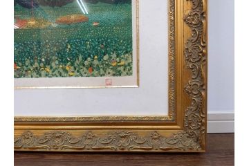 真作　山下清　「長岡の花火」　32/300　緻密なデザインが目を引くリトグラフ(版画、落款印、風景画、壁掛け、額装、外箱付き)(R-079482)　