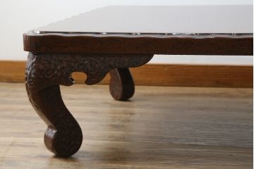中古　未使用　展示品　東北　津軽塗り　唐塗り　隅々まで意匠を凝らした上質で美しい漆塗りの座卓(ローテーブル、センターテーブル、リビングテーブル)(定価約80万円)(R-079485)