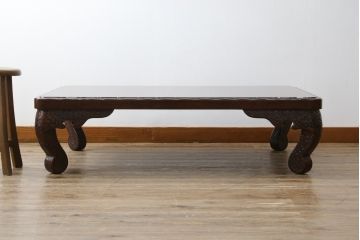 中古　未使用　展示品　東北　津軽塗り　唐塗り　隅々まで意匠を凝らした上質で美しい漆塗りの座卓(ローテーブル、センターテーブル、リビングテーブル)(定価約80万円)(R-079485)