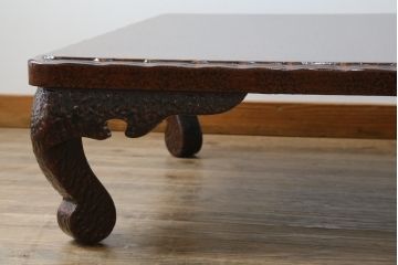 中古　未使用　展示品　東北　津軽塗り　唐塗り　隅々まで意匠を凝らした上質で美しい漆塗りの座卓(ローテーブル、センターテーブル、リビングテーブル)(定価約95万円)(R-079486)
