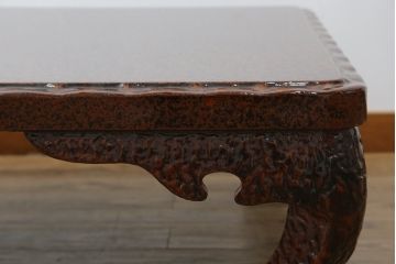 中古　未使用　展示品　東北　津軽塗り　唐塗り　隅々まで意匠を凝らした上質で美しい漆塗りの座卓(ローテーブル、センターテーブル、リビングテーブル)(定価約95万円)(R-079486)