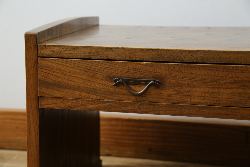 和製アンティーク　総ケヤキ(欅)材　時を経た味わいと力強い杢目が魅力的な文机　(R-079487)