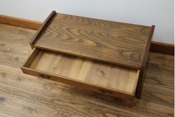 和製アンティーク　総ケヤキ(欅)材　時を経た味わいと力強い杢目が魅力的な文机　(R-079487)