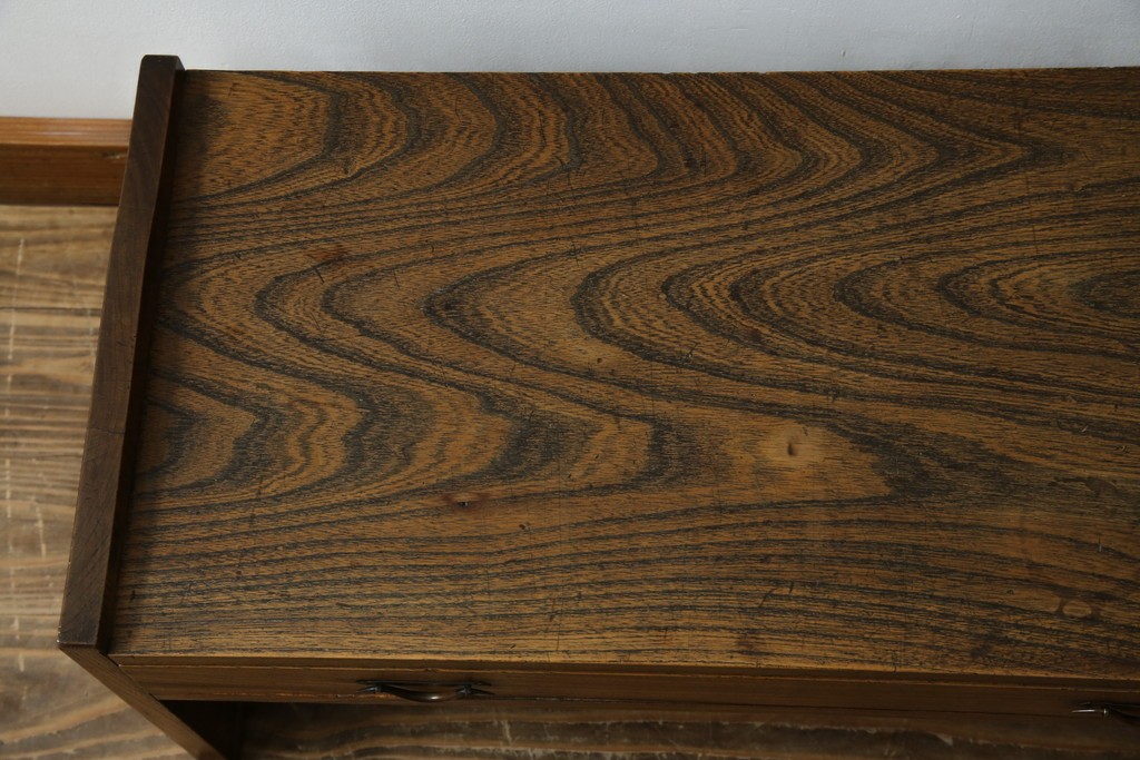 和製アンティーク　総ケヤキ(欅)材　時を経た味わいと力強い杢目が魅力的な文机　(R-079487)