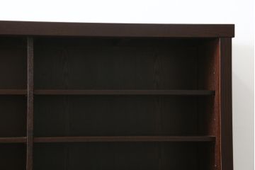 中古　格子デザインが凛とした和を演出する二段重ね水屋箪笥(食器棚、戸棚、収納棚、キャビネット)(R-079490)