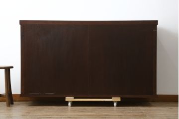 中古　格子デザインが凛とした和を演出する水屋箪笥サイドボード(食器棚、戸棚、収納棚、サイドキャビネット)(R-079491)