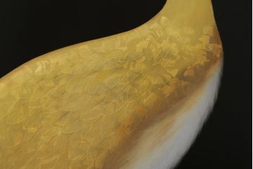 和製ビンテージ　輪島塗り　日展作家　加治武　キジ(雉)のつがいを描いた美しい蒔絵が目を引く衝立て(パーテーション、衝い立て、つい立て、間仕切り、ディスプレイ、ヴィンテージ)(R-079496)