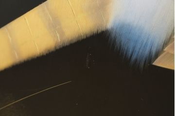 和製ビンテージ　輪島塗り　日展作家　加治武　キジ(雉)のつがいを描いた美しい蒔絵が目を引く衝立て(パーテーション、衝い立て、つい立て、間仕切り、ディスプレイ、ヴィンテージ)(R-079496)
