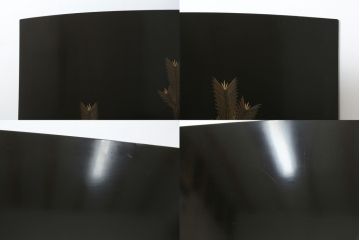 和製ビンテージ　輪島塗り　日展作家　加治武　キジ(雉)のつがいを描いた美しい蒔絵が目を引く衝立て(パーテーション、衝い立て、つい立て、間仕切り、ディスプレイ、ヴィンテージ)(R-079496)