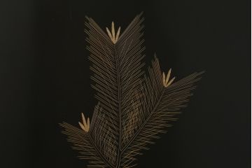 和製ビンテージ　輪島塗り　日展作家　加治武　キジ(雉)のつがいを描いた美しい蒔絵が目を引く衝立て(パーテーション、衝い立て、つい立て、間仕切り、ディスプレイ、ヴィンテージ)(R-079496)