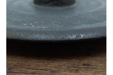 時代物　銅製　歴史を感じる薬研(やげん、古民具、古道具、薬屋、漢方、調薬、薬草、すり鉢、台付き)(R-079502)