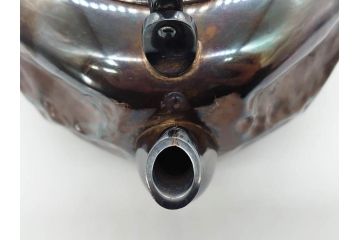 純銀　造りこまれたデザインが目を引く銀瓶(煎茶、薬缶、銀水注、湯沸し、茶道具、やかん、水指、急須)(R-079503)
