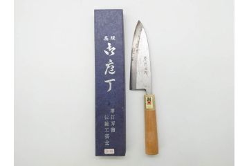 伝統工芸士　堺打刃物　左利き用　全長287mm　出刃包丁(和包丁、庖丁、ナイフ、調理器具、日本製、刃物、共箱付き)(R-079505)