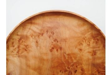 笹原竹一　杢目を生かした風合いが魅力の丸盆(木製、トレイ、トレー、お盆、木皿、大皿)(R-079506)