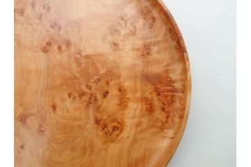 笹原竹一　杢目を生かした風合いが魅力の丸盆(木製、トレイ、トレー、お盆、木皿、大皿)(R-079506)