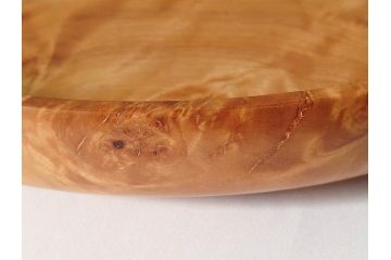 笹原竹一　杢目を生かした風合いが魅力の丸盆(木製、トレイ、トレー、お盆、木皿、大皿)(R-079506)