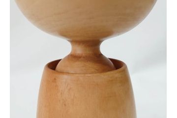 内閣総理大臣賞受賞作家　狩野千代松　創作こけし　「静心」　高さ (大)約32cm/(小)約23.5cm　無垢な表情が可愛らしいこけし2点セット(郷土人形玩具、伝統工芸、民芸品、置物、ディスプレイ、木彫　木製)(R-079508)