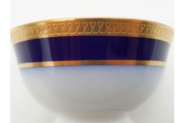 大倉陶園(OKURA、OAC)　瑠璃片葉金蝕　高貴な風格が感じられるカップ&ソーサー6客セット(ロイヤルブルー、金彩、C&S、洋食器、白磁、外箱付き)(R-079509)
