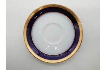 大倉陶園(OKURA、OAC)　瑠璃片葉金蝕　高貴な風格が感じられるカップ&ソーサー6客セット(ロイヤルブルー、金彩、C&S、洋食器、白磁、外箱付き)(R-079509)