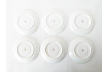 大倉陶園(OKURA、OAC)　瑠璃片葉金蝕　高貴な風格が感じられるカップ&ソーサー6客セット(ロイヤルブルー、金彩、C&S、洋食器、白磁、外箱付き)(R-079509)