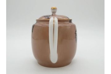 戦前　オールドTOTO　東洋陶器　TOYOTOKI KAISHA　落ち着いた上品さが魅力のティーセット(金彩、葉模様、東陶、トートー、プレート、ティーポット、ティーカップ、ソーサー、クリーマー、ミルクジャー、シュガーポット、ケース付き)(R-079510)　　