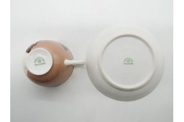 戦前　オールドTOTO　東洋陶器　TOYOTOKI KAISHA　落ち着いた上品さが魅力のティーセット(金彩、葉模様、東陶、トートー、プレート、ティーポット、ティーカップ、ソーサー、クリーマー、ミルクジャー、シュガーポット、ケース付き)(R-079510)　　