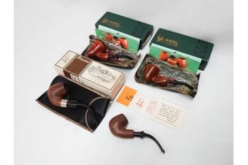 アイルランド　PETERSON’S(ピーターソン)　STERLING SILVER(スターリング シルバー)/デンマーク　BARI(バリ)　素材を生かしたデザインが持ち味のパイプ煙草4点セット(タバコ、木製、 喫煙具、煙草、煙管、キセル、箱付き、袋付き、北欧)(R-079513)