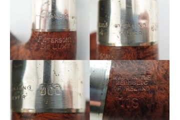 アイルランド　PETERSON’S(ピーターソン)　STERLING SILVER(スターリング シルバー)/デンマーク　BARI(バリ)　素材を生かしたデザインが持ち味のパイプ煙草4点セット(タバコ、木製、 喫煙具、煙草、煙管、キセル、箱付き、袋付き、北欧)(R-079513)