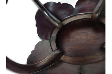 時代物　花菱蒔絵　お部屋を上品に演出する紫檀七宝式中央卓(唐木、家紋、花台、ミニテーブル、飾り台、木製、漆、共箱付き)(R-079514)