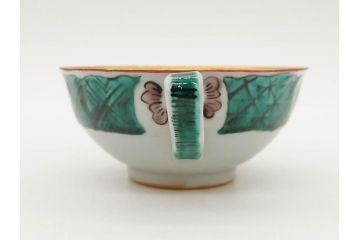 正木春蔵　九谷焼　色絵　染付　上品な花のデザインが魅力のカップ&ソーサー5客セット(金彩、フラワー、植物、C&S、碗皿、洋食器、裏印)(R-079516)