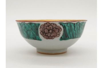 正木春蔵　九谷焼　色絵　染付　上品な花のデザインが魅力のカップ&ソーサー5客セット(金彩、フラワー、植物、C&S、碗皿、洋食器、裏印)(R-079516)