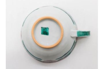 正木春蔵　九谷焼　色絵　染付　上品な花のデザインが魅力のカップ&ソーサー5客セット(金彩、フラワー、植物、C&S、碗皿、洋食器、裏印)(R-079516)