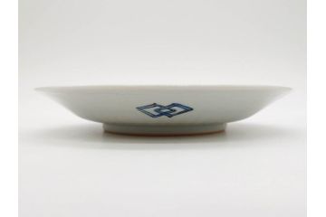 正木春蔵　九谷焼　染付　約19cm　6.2寸　食卓を明るく彩る中皿5枚セット(菊、花、和皿、和食器、なます皿、裏印、六寸二分)(R-079517)