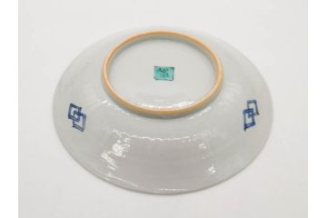 正木春蔵　九谷焼　染付　約19cm　6.2寸　食卓を明るく彩る中皿5枚セット(菊、花、和皿、和食器、なます皿、裏印、六寸二分)(R-079517)