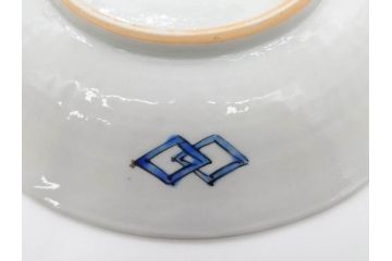 正木春蔵　九谷焼　染付　約19cm　6.2寸　食卓を明るく彩る中皿5枚セット(菊、花、和皿、和食器、なます皿、裏印、六寸二分)(R-079517)