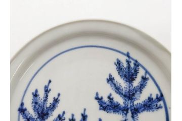 正木春蔵　九谷焼　染付　色絵　松梅文　約14cm　4.7寸　緻密なデザインが魅力の小皿5枚セット(花、樹木、豆皿、和皿、和食器、四寸七分)(R-079518)